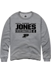 Rashunda Jones Rally Mens Graphite Purdue Boilermakers NIL Stacked Box Crew Sweatshirt