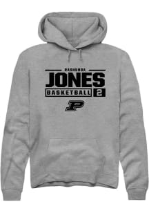 Rashunda Jones Rally Mens Graphite Purdue Boilermakers NIL Stacked Box Hooded Sweatshirt