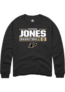 Rashunda Jones Rally Mens Black Purdue Boilermakers NIL Stacked Box Crew Sweatshirt