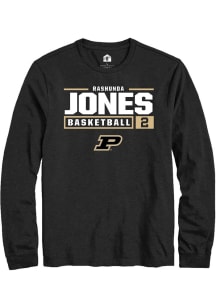 Rashunda Jones Rally Mens Black Purdue Boilermakers NIL Stacked Box Tee