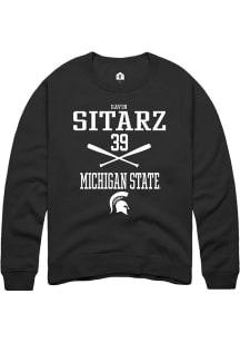 Gavin Sitarz Rally Mens Black Michigan State Spartans NIL Sport Icon Crew Sweatshirt