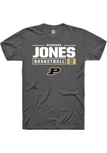 Rashunda Jones Grey Purdue Boilermakers NIL Stacked Box Short Sleeve T Shirt