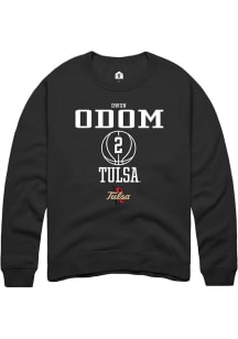 Dwon Odom Rally Mens Black Tulsa Golden Hurricane NIL Sport Icon Crew Sweatshirt