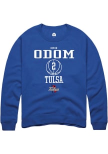 Dwon Odom Rally Mens Blue Tulsa Golden Hurricane NIL Sport Icon Crew Sweatshirt