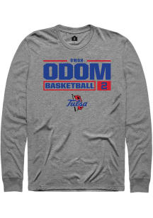 Dwon Odom Rally Mens Graphite Tulsa Golden Hurricane NIL Stacked Box Tee