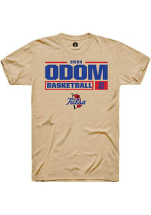 Dwon Odom Tan Tulsa Golden Hurricane NIL Stacked Box Short Sleeve T Shirt