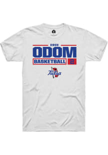 Dwon Odom White Tulsa Golden Hurricane NIL Stacked Box Short Sleeve T Shirt