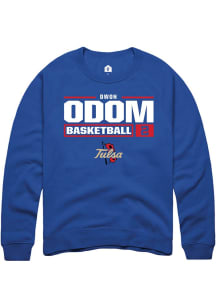 Dwon Odom Rally Mens Blue Tulsa Golden Hurricane NIL Stacked Box Crew Sweatshirt