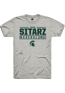 Gavin Sitarz Ash Michigan State Spartans NIL Stacked Box Short Sleeve T Shirt