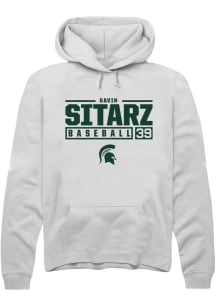 Gavin Sitarz Rally Mens White Michigan State Spartans NIL Stacked Box Hooded Sweatshirt
