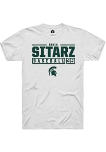 Gavin Sitarz White Michigan State Spartans NIL Stacked Box Short Sleeve T Shirt