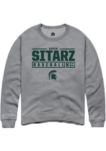 Gavin Sitarz Rally Mens Graphite Michigan State Spartans NIL Stacked Box Crew Sweatshirt