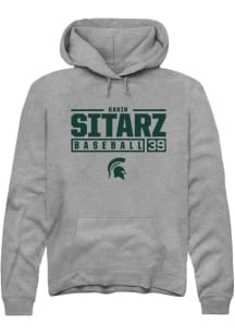 Gavin Sitarz Rally Mens Graphite Michigan State Spartans NIL Stacked Box Hooded Sweatshirt