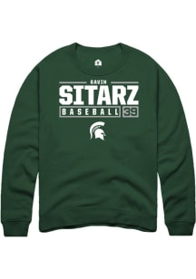 Gavin Sitarz Rally Mens Green Michigan State Spartans NIL Stacked Box Crew Sweatshirt