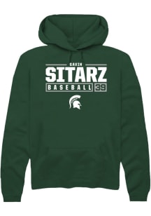 Gavin Sitarz Rally Mens Green Michigan State Spartans NIL Stacked Box Hooded Sweatshirt