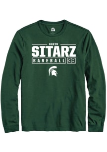 Gavin Sitarz Rally Mens Green Michigan State Spartans NIL Stacked Box Tee
