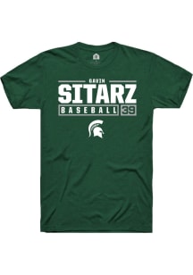 Gavin Sitarz Green Michigan State Spartans NIL Stacked Box Short Sleeve T Shirt