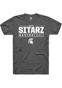 Gavin Sitarz Dark Grey Michigan State Spartans NIL Stacked Box Short Sleeve T Shirt