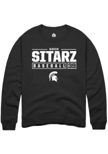 Gavin Sitarz Rally Mens Black Michigan State Spartans NIL Stacked Box Crew Sweatshirt