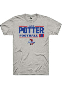 Gavin Potter Ash Tulsa Golden Hurricane NIL Stacked Box Short Sleeve T Shirt