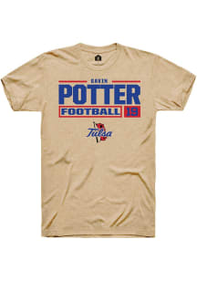 Gavin Potter Tan Tulsa Golden Hurricane NIL Stacked Box Short Sleeve T Shirt