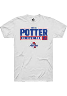 Gavin Potter White Tulsa Golden Hurricane NIL Stacked Box Short Sleeve T Shirt