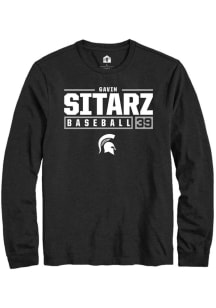 Gavin Sitarz Rally Mens Black Michigan State Spartans NIL Stacked Box Tee