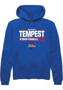 Grayson Tempest Rally Mens Blue Tulsa Golden Hurricane NIL Stacked Box Hooded Sweatshirt