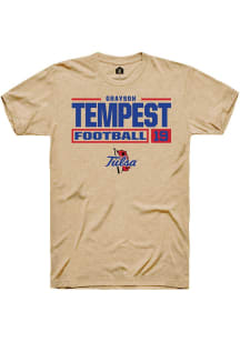 Grayson Tempest Tan Tulsa Golden Hurricane NIL Stacked Box Short Sleeve T Shirt