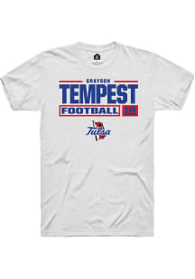 Grayson Tempest White Tulsa Golden Hurricane NIL Stacked Box Short Sleeve T Shirt