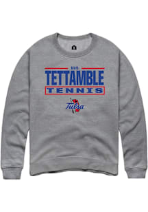 Gus Tettamble  Rally Tulsa Golden Hurricane Mens Graphite NIL Stacked Box Long Sleeve Crew Sweatsh..