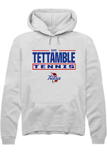 Gus Tettamble  Rally Tulsa Golden Hurricane Mens White NIL Stacked Box Long Sleeve Hoodie