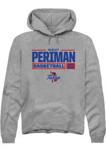 Hadley Periman Rally Mens Graphite Tulsa Golden Hurricane NIL Stacked Box Hooded Sweatshirt