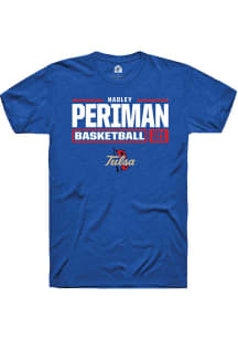 Hadley Periman Blue Tulsa Golden Hurricane NIL Stacked Box Short Sleeve T Shirt