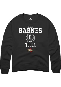 Isaiah Barnes Rally Mens Black Tulsa Golden Hurricane NIL Sport Icon Crew Sweatshirt