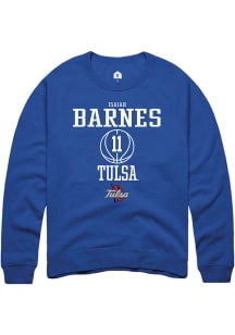 Isaiah Barnes Rally Mens Blue Tulsa Golden Hurricane NIL Sport Icon Crew Sweatshirt