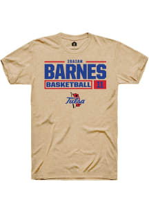 Isaiah Barnes Tan Tulsa Golden Hurricane NIL Stacked Box Short Sleeve T Shirt