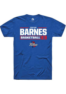 Isaiah Barnes Blue Tulsa Golden Hurricane NIL Stacked Box Short Sleeve T Shirt