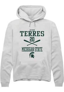 Jayden Terres  Rally Michigan State Spartans Mens White NIL Sport Icon Long Sleeve Hoodie
