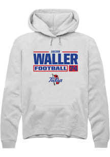 Jacob Waller Rally Mens White Tulsa Golden Hurricane NIL Stacked Box Hooded Sweatshirt