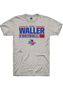 Jacob Waller Ash Tulsa Golden Hurricane NIL Stacked Box Short Sleeve T Shirt