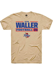 Jacob Waller Tan Tulsa Golden Hurricane NIL Stacked Box Short Sleeve T Shirt