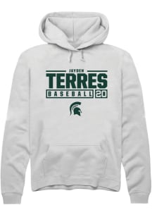 Jayden Terres  Rally Michigan State Spartans Mens White NIL Stacked Box Long Sleeve Hoodie