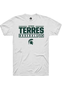 Jayden Terres  Michigan State Spartans White Rally NIL Stacked Box Short Sleeve T Shirt
