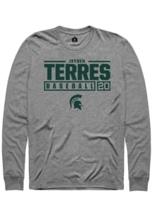 Jayden Terres  Michigan State Spartans Grey Rally NIL Stacked Box Long Sleeve T Shirt