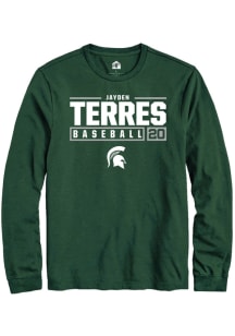 Jayden Terres  Michigan State Spartans Green Rally NIL Stacked Box Long Sleeve T Shirt