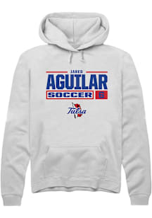 jared aguilar  Rally Tulsa Golden Hurricane Mens White NIL Stacked Box Long Sleeve Hoodie