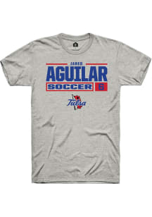 jared aguilar Ash Tulsa Golden Hurricane NIL Stacked Box Short Sleeve T Shirt