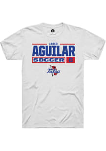 jared aguilar White Tulsa Golden Hurricane NIL Stacked Box Short Sleeve T Shirt