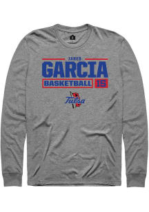 Jared Garcia Rally Mens Graphite Tulsa Golden Hurricane NIL Stacked Box Tee